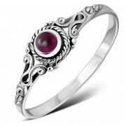 Ethnic Style Garnet Stone Silver Ring, r493
